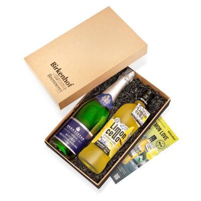 Geschenkkartonage Limoncello 0,7l + Brogsitter Riesling Sekt 
